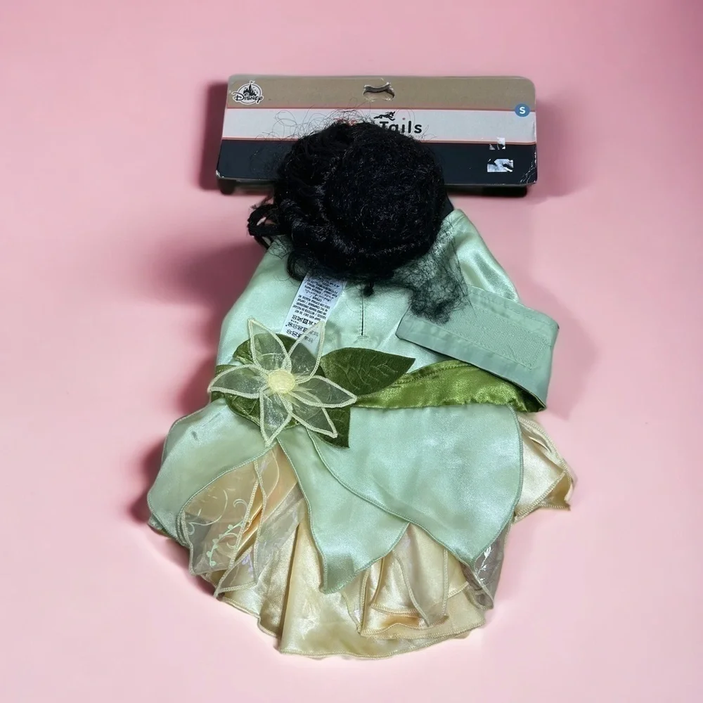Disney Tail Tiana Dog Pet Costume NWT Small Dress W/ Wig Princess Frog